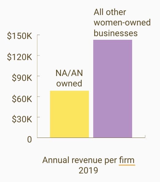 Annual revenue per firm, 2019: Native American/Alaska Native-owned businesses show significantly less than all other women-owned businesses.